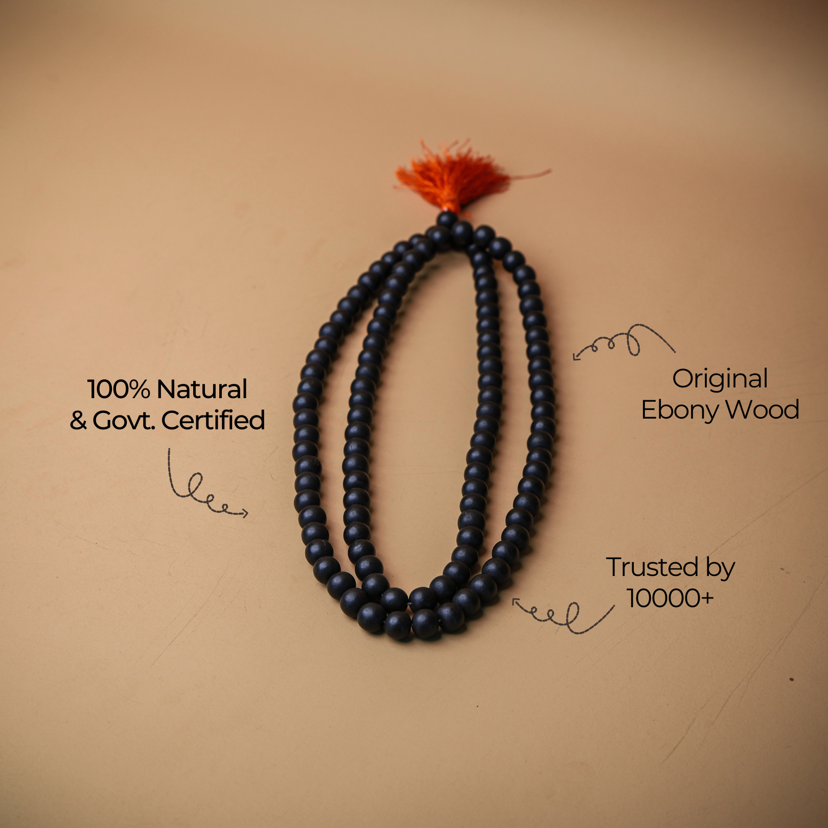 Original Karungali Malai 108-Beads Ebony Wood