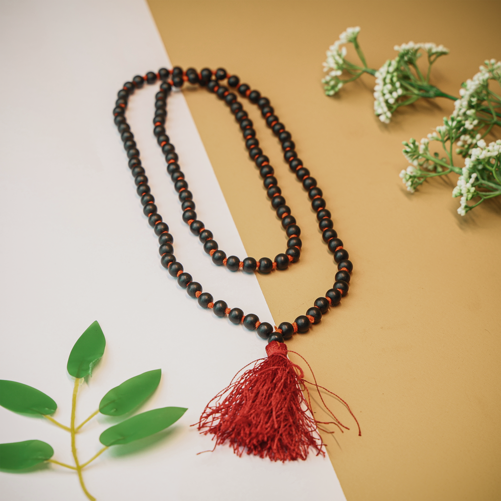 Original Karungali Malai 108-Beads Ebony Wood With Knot | Govt. Lab Certified