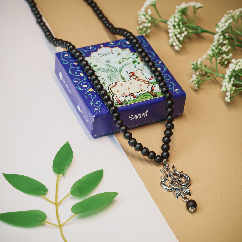 Original Karungali Malai with Shiv Trishul Pendant