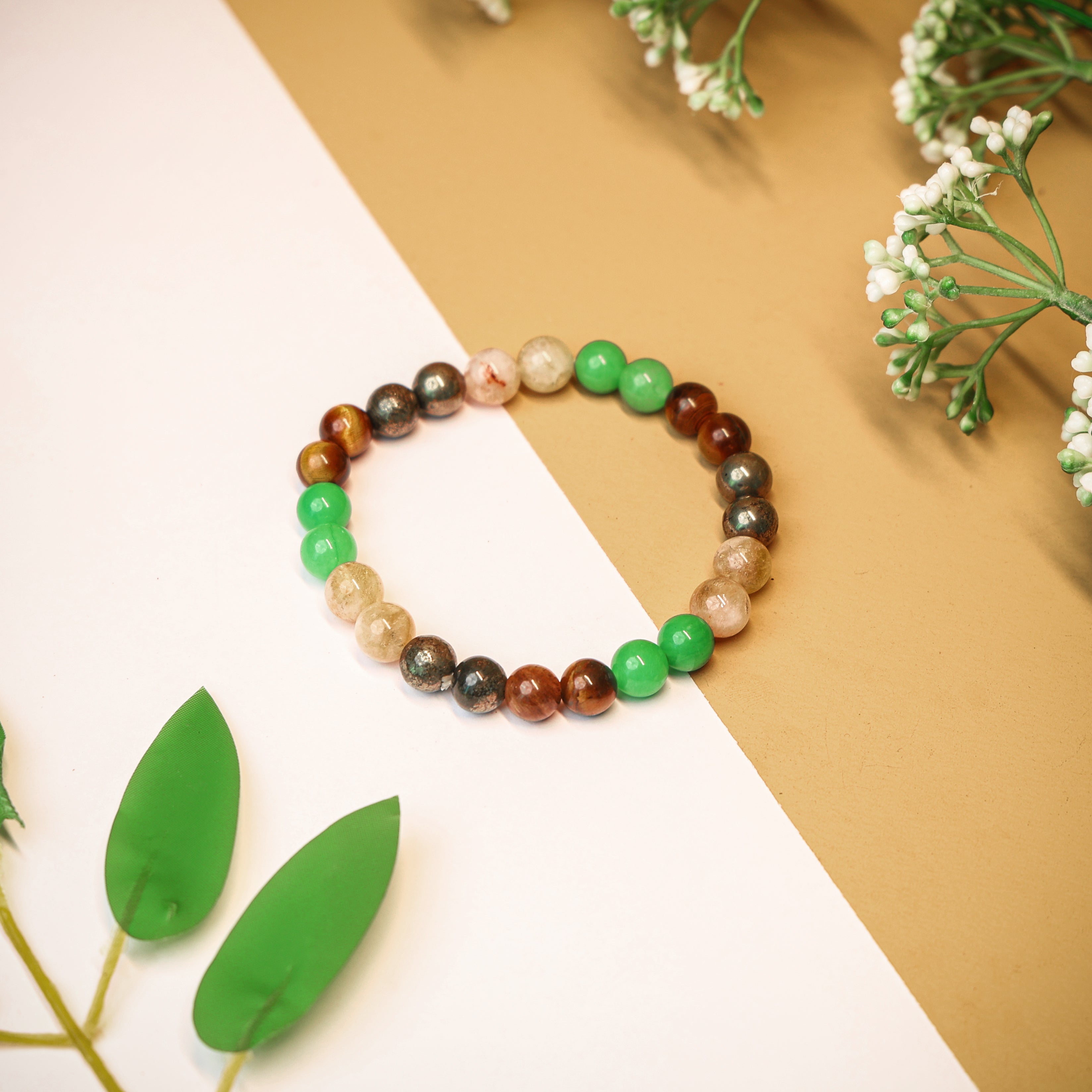 Money Magnet Fusion Band - Pyrite, Tiger Eye, Citrine & Aventurine Beads