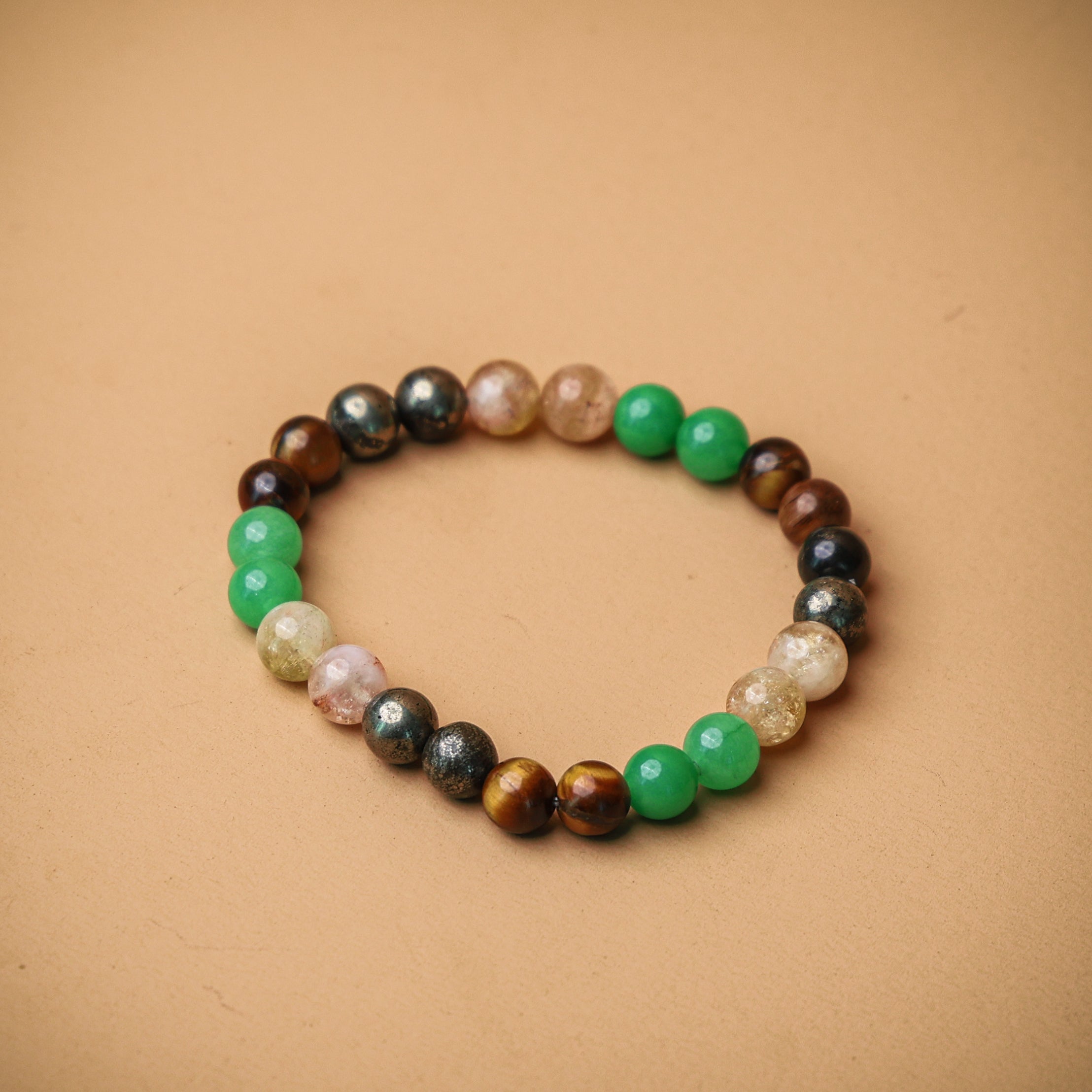 Money Magnet Fusion Band - Pyrite, Tiger Eye, Citrine & Aventurine Beads