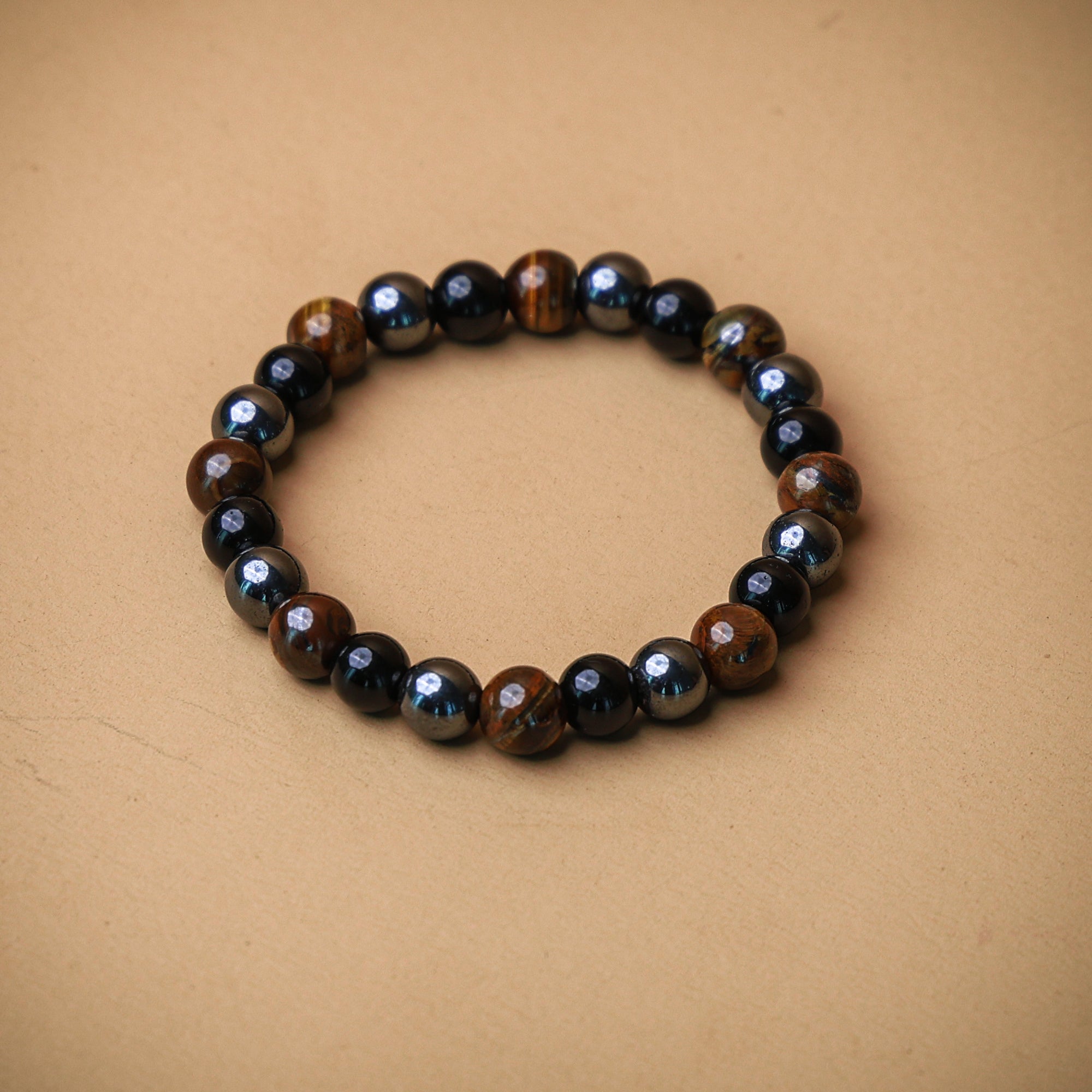 Triple Protection Band with Tiger Eye, Black Obsidian & Hematite Beads