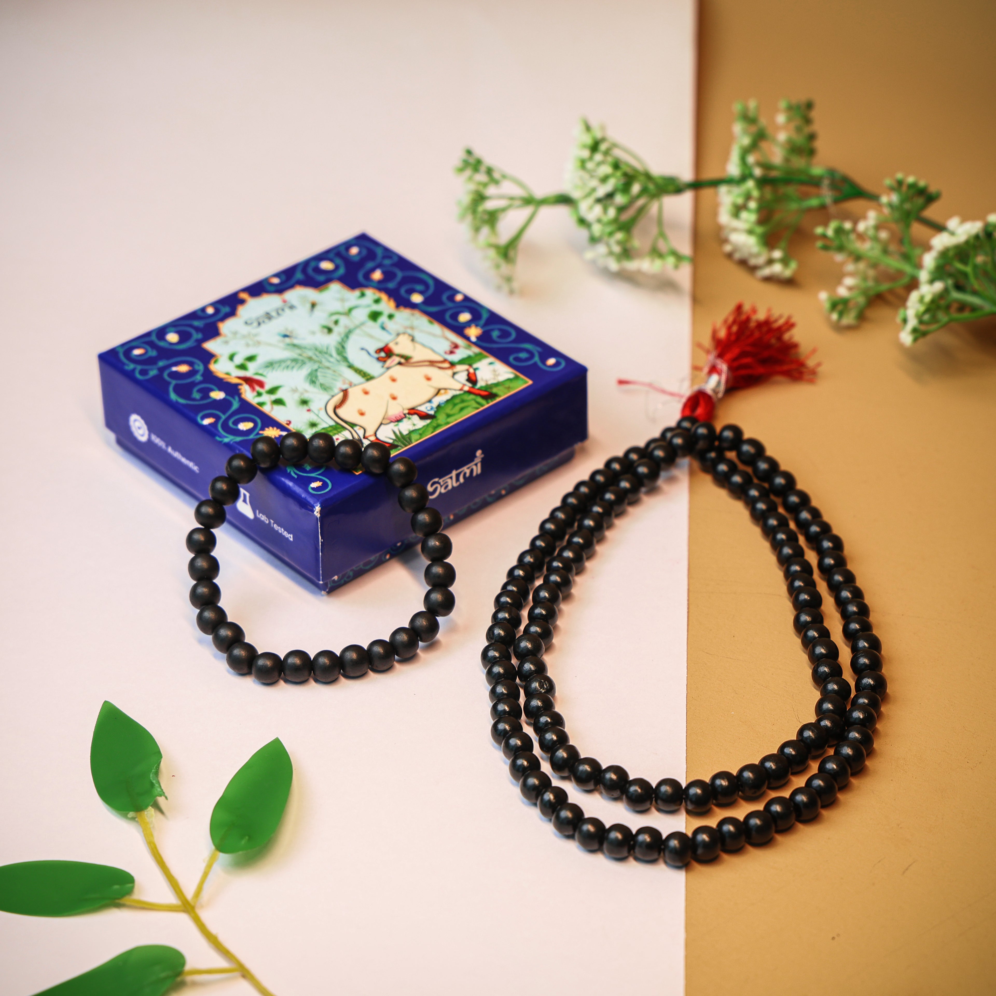 Original Karungali Malai 108-Beads & Karungali Malai Bracelet Combo with Govt. Certification