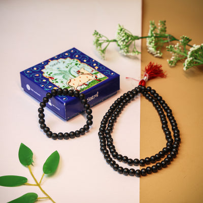 Original Karungali Malai 108-Beads & Karungali Malai Bracelet Combo with Govt. Certification