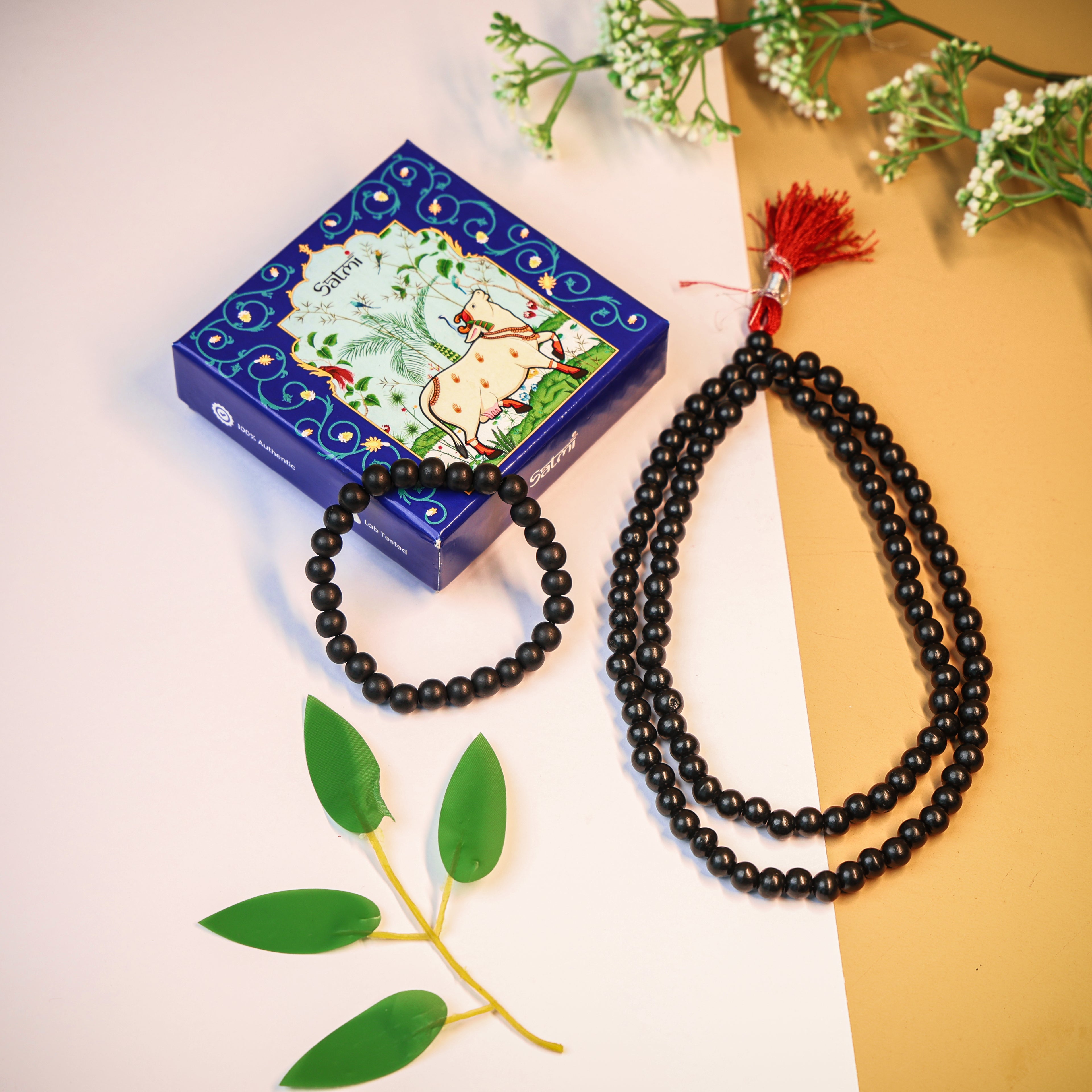 Original Karungali Malai 108-Beads & Karungali Malai Bracelet Combo with Govt. Certification