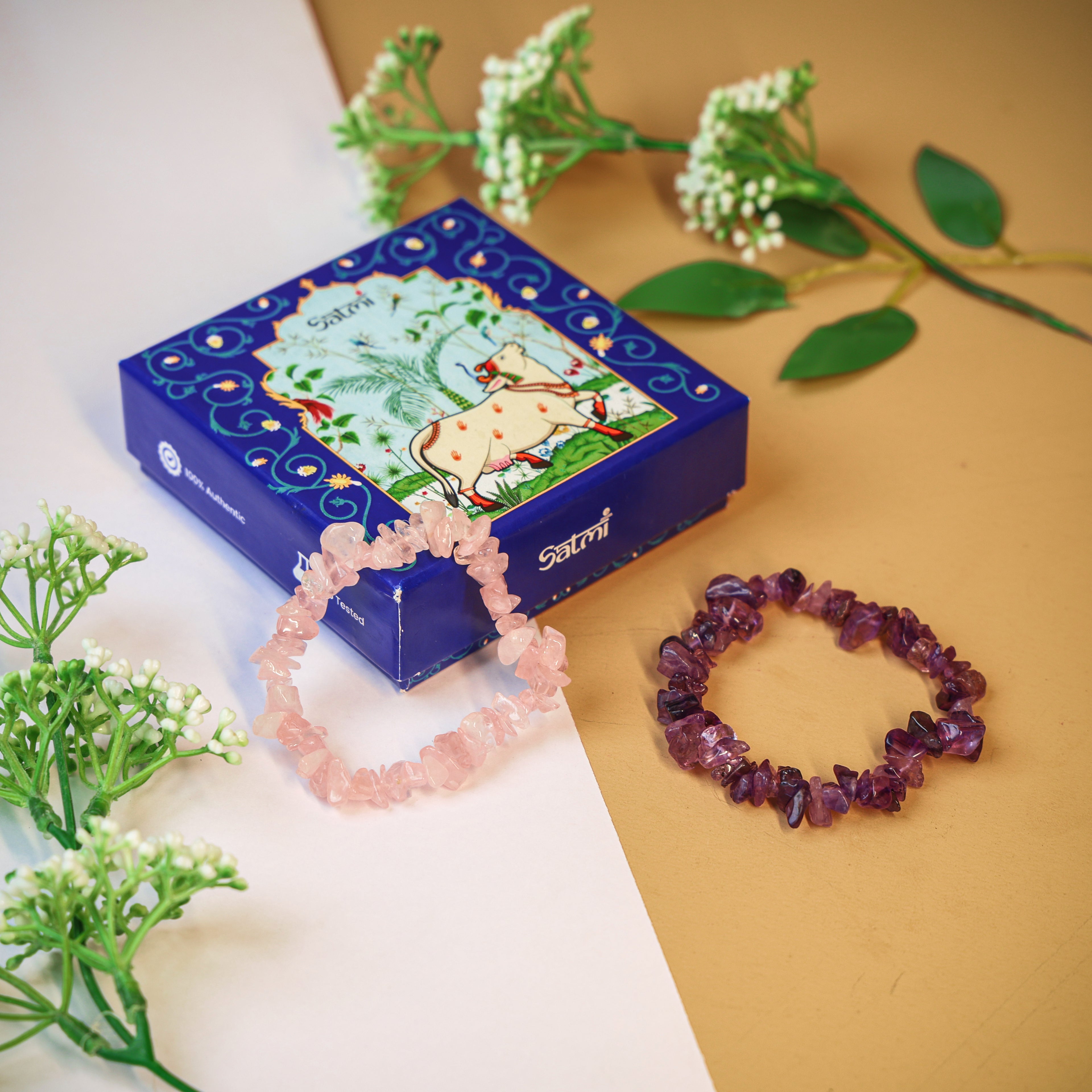 Dreamy Duo Combo with Rose Quartz and Amethyst Bands