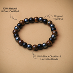 Triple Protection Band with Tiger Eye, Black Obsidian & Hematite Beads