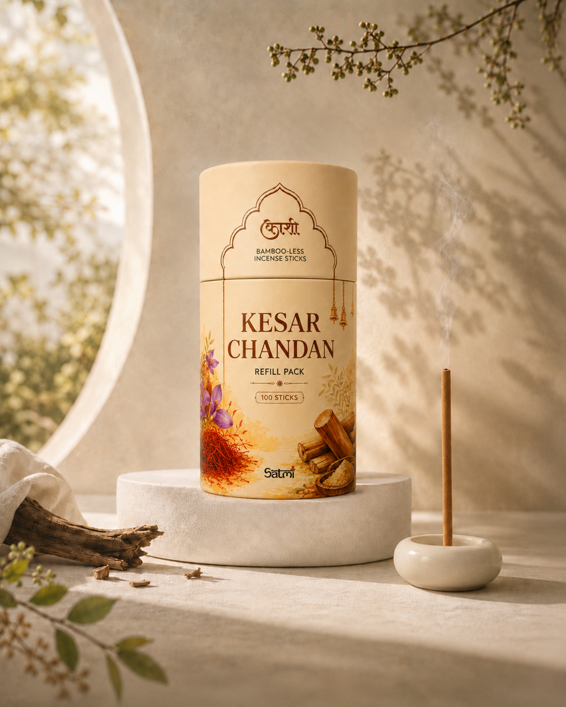 Kesar Chandan Refill Pack – Bambooless Incense Sticks (Pack of 100 Sticks)