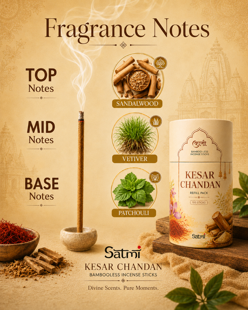 Kesar Chandan Refill Pack – Bambooless Incense Sticks (Pack of 100 Sticks)