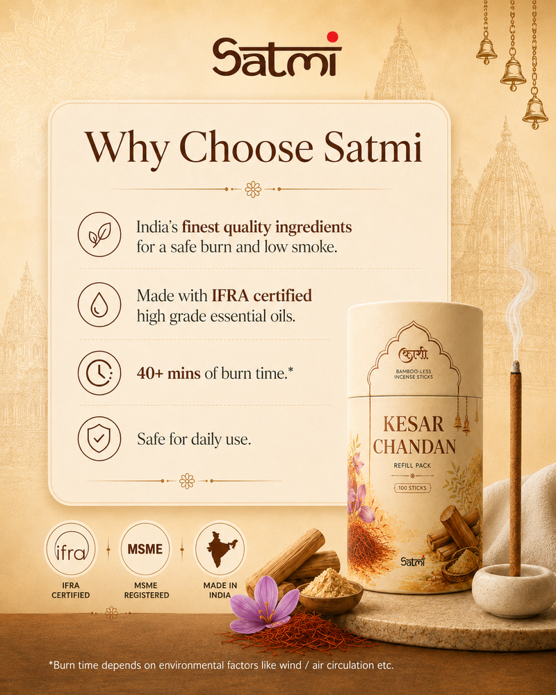 Kesar Chandan Refill Pack – Bambooless Incense Sticks (Pack of 100 Sticks)
