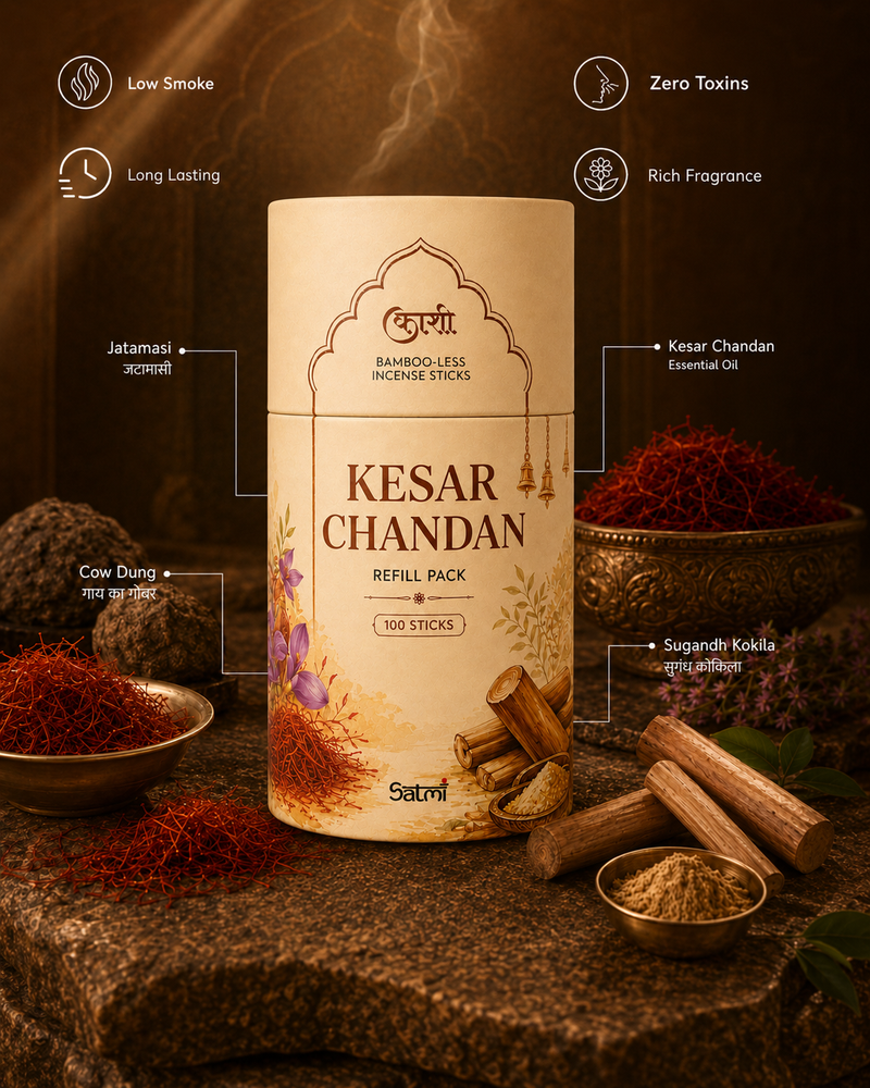 Kesar Chandan Refill Pack – Bambooless Incense Sticks (Pack of 100 Sticks)