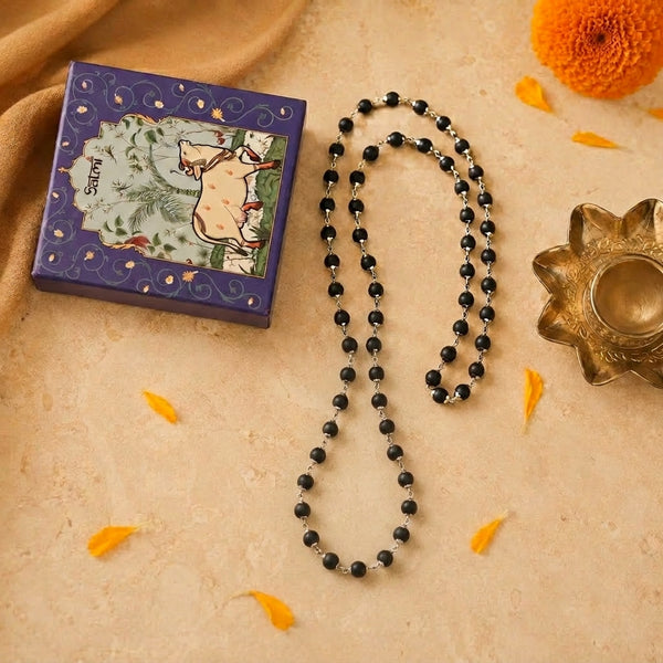 Karungali Malai Silver Cap Plated Necklace with Certification