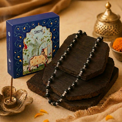 Karungali Malai Silver Cap Plated Necklace with Certification