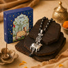 Silver Cap Karungali Mala with Trishul Nandi Pendant