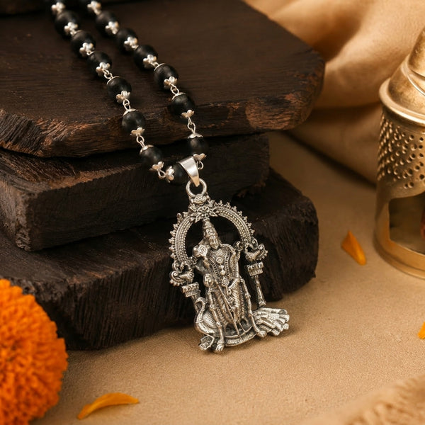 Silver Capped Lord Murugan Pendant