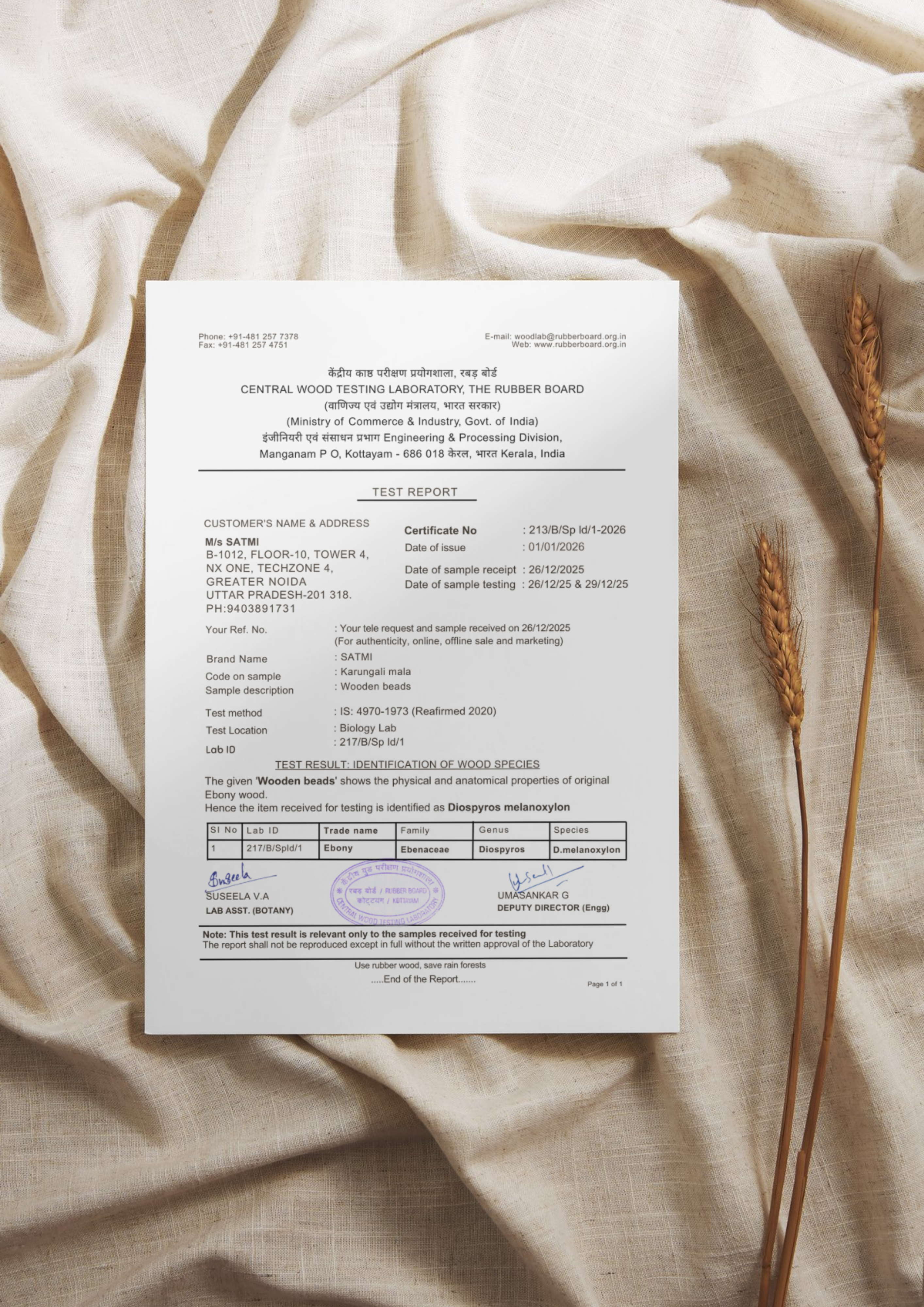 Original Karungali Malai 108-Beads & Karungali Malai Bracelet Combo with Govt. Certification