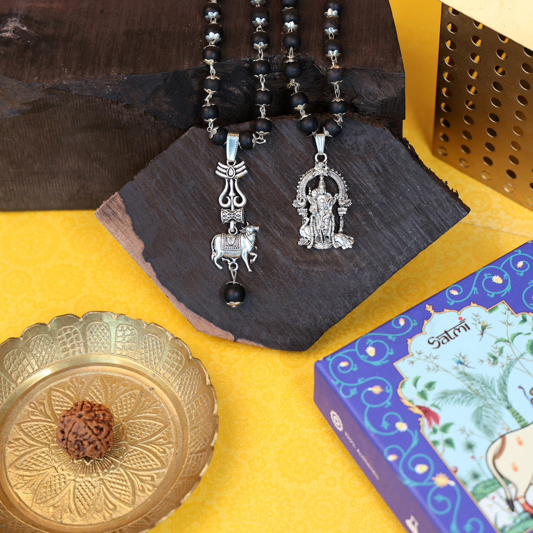 Karungali Mala Dual Pendant Combo 1 Plus 1 Free