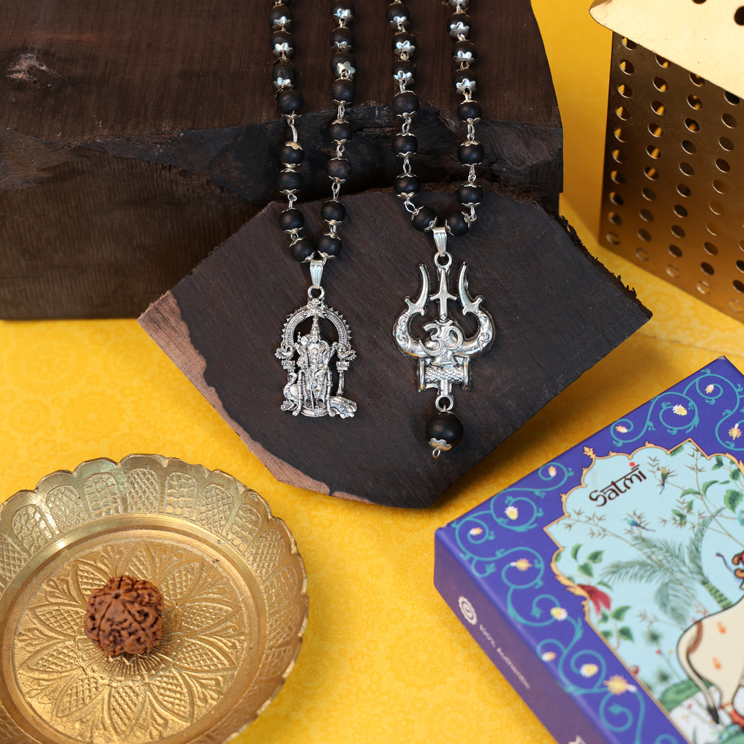 Karungali Mala Dual Pendant Combo 1 Plus 1 Free